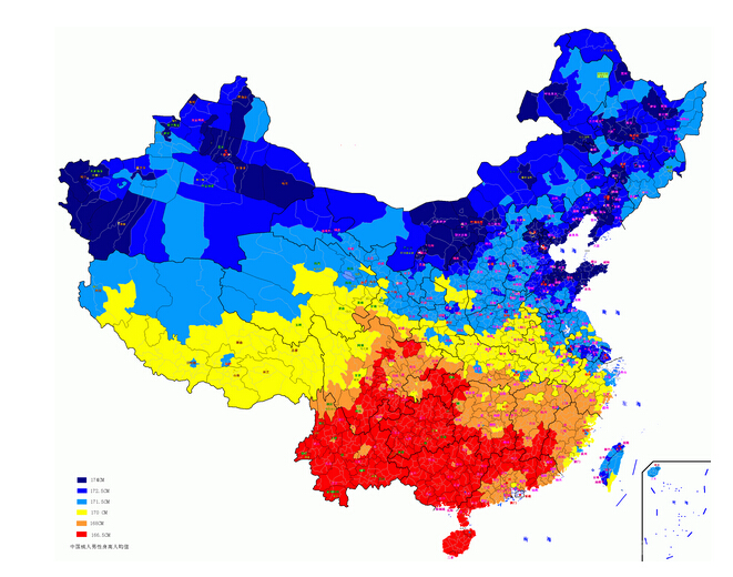 中国男性平均身高167.1cm 女性155.8cm