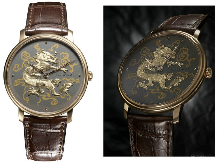 Blancpain宝珀Villeret系列大马士革镶金工艺龙纹金雕腕表