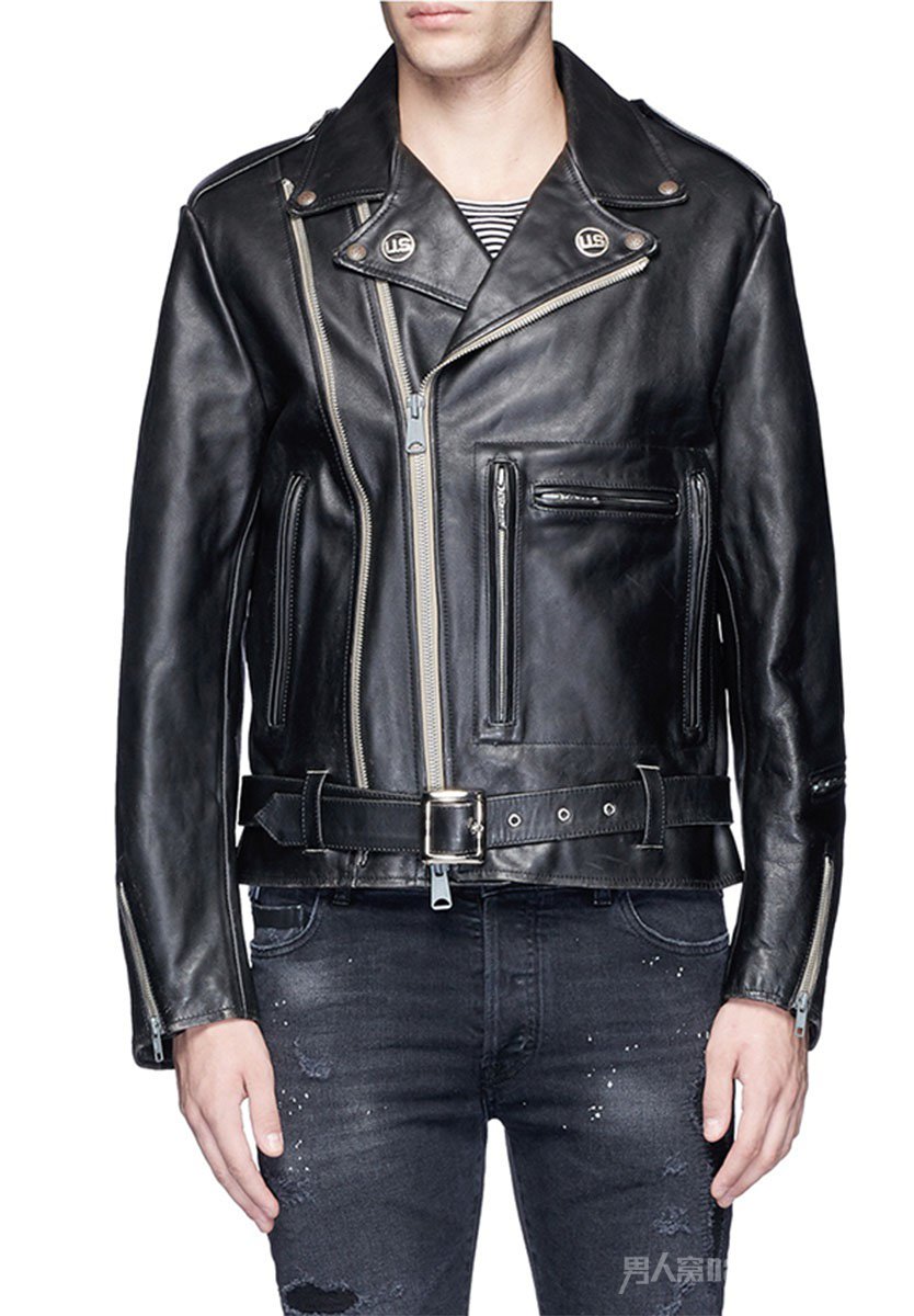 R13 U.S. pin leather moto jacket