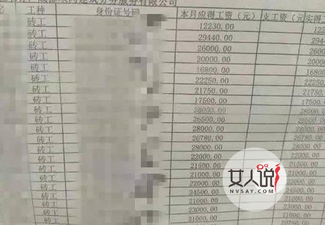 网传砖工月入2万 揭农民工高薪工资单背后无尽辛酸泪