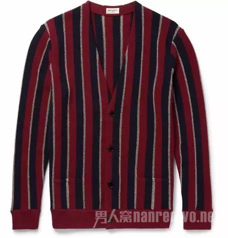 　Saint Laurent 勃艮第红条纹针织开衫