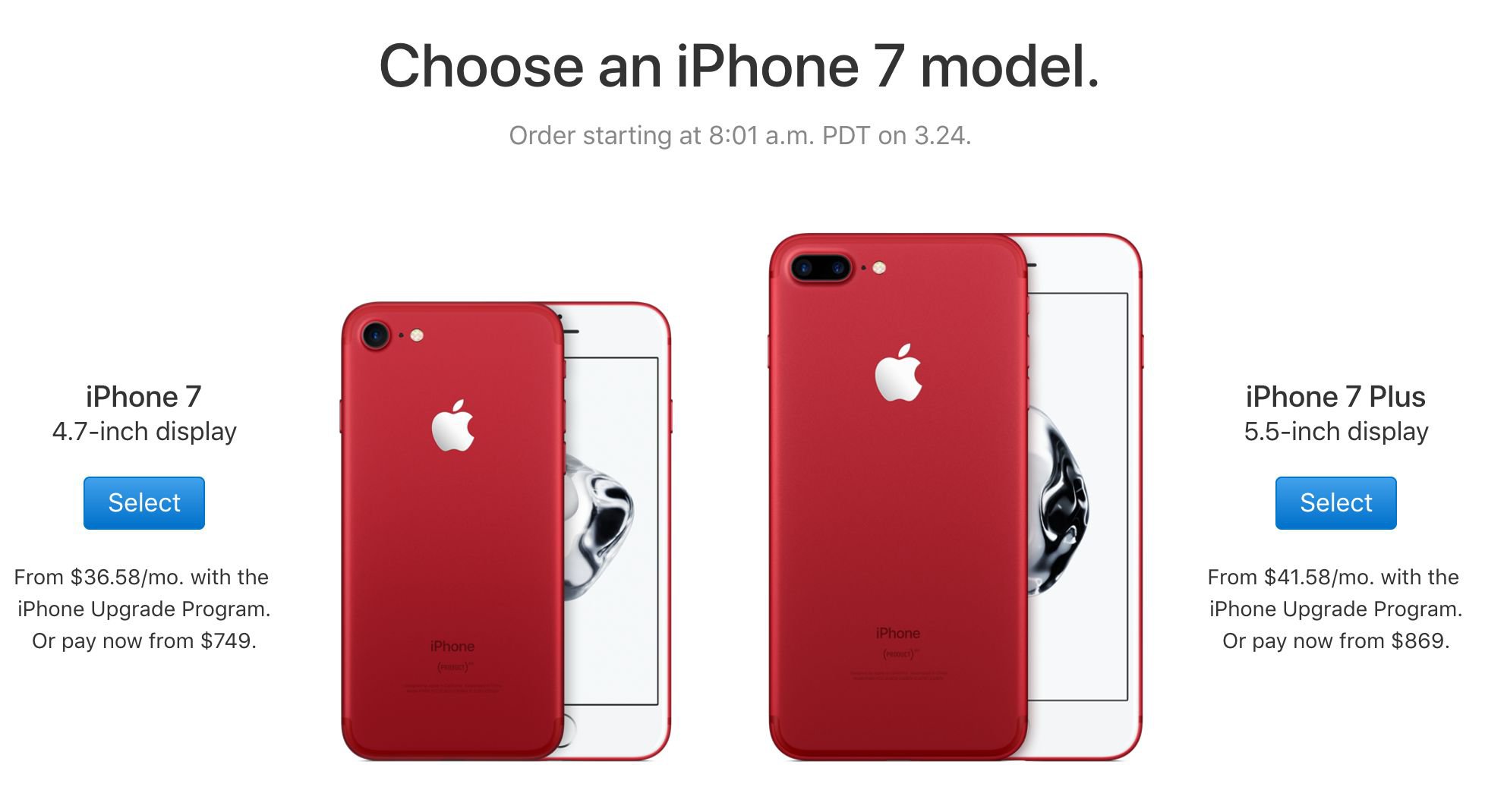 红色特别版苹果7
