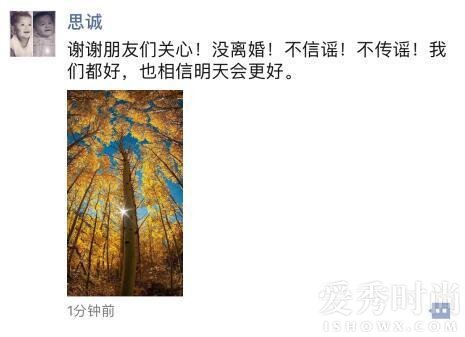 陈思诚发朋友圈否认离婚