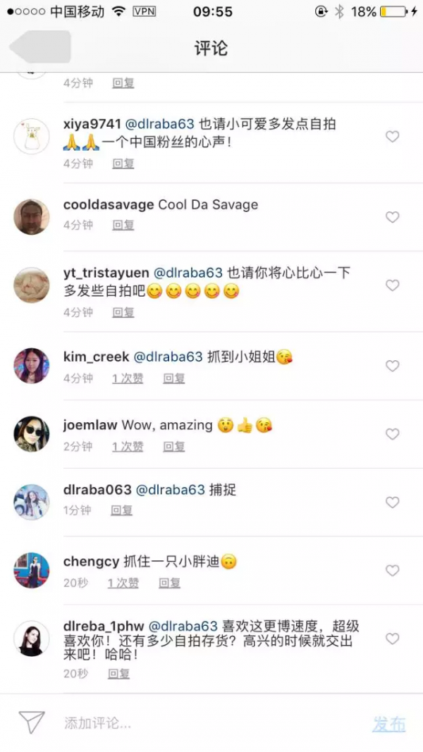 莱昂纳多中文网对热巴粉丝刷屏的部分截图