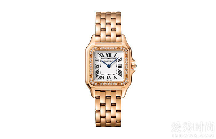 Panthère de Cartier卡地亚猎豹腕表，小号表款，18K玫瑰金，表圈镶嵌钻石