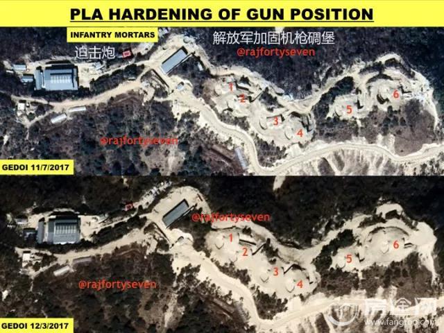 洞朗基地卫星图 挖山建火箭炮阵地配地堡直升机坪